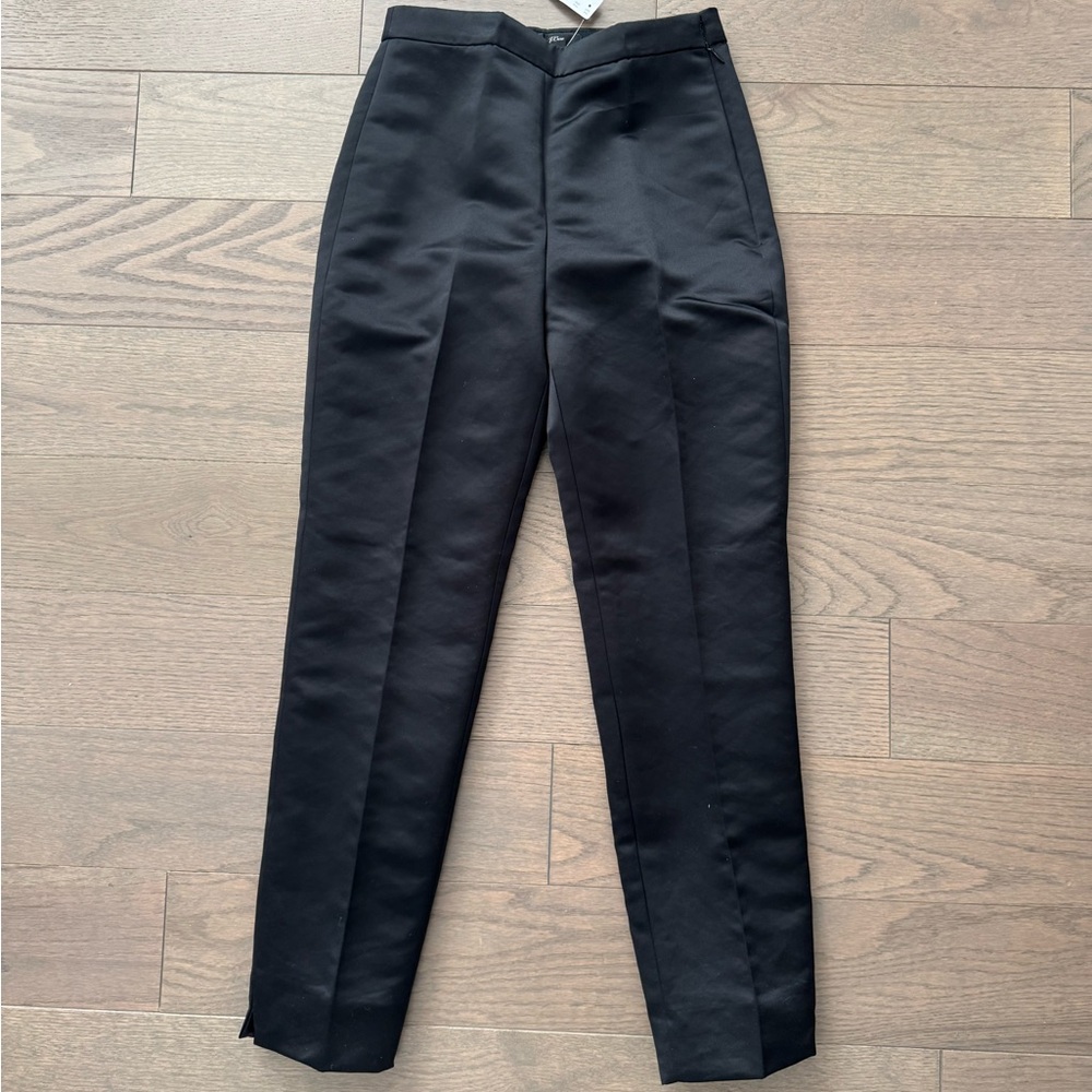 NWT J.Crew black satin ankle length pants - size 0